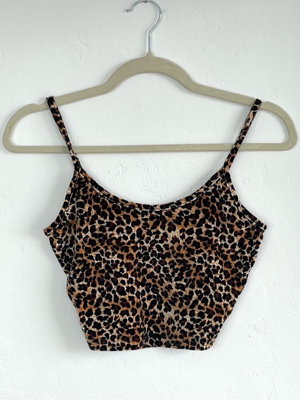 Leopard Print Velvet Crop Top